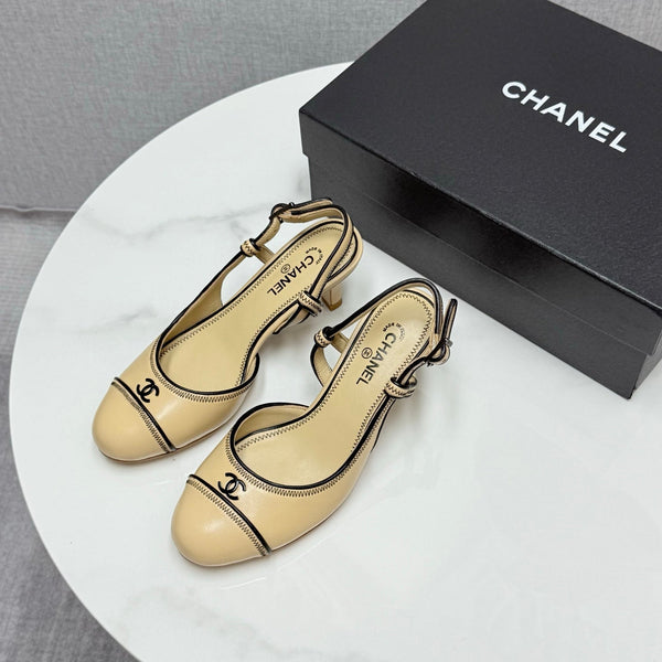 CC 25 Slingback 50mm Beige Black Sheepskin 368798