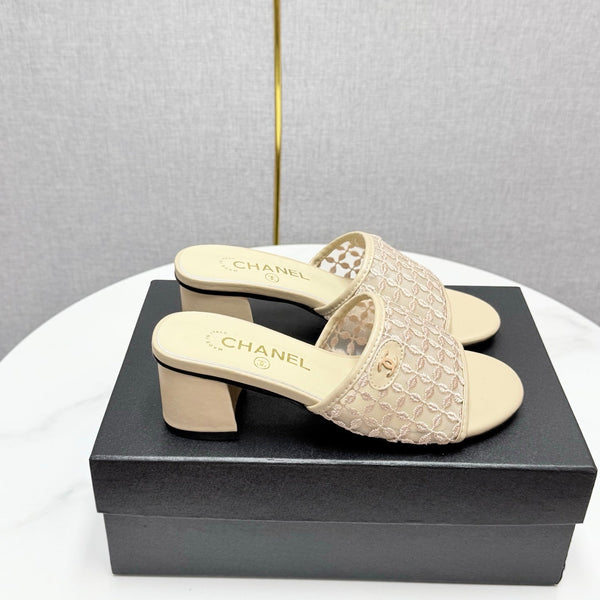 CC 25 Heel Sandals 50m Beige Mesh And Sheepskin 368803