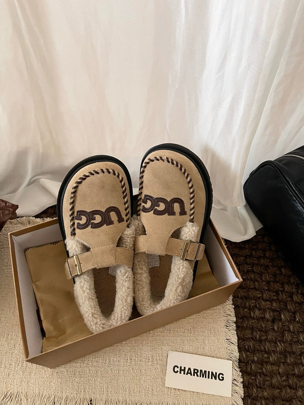 UGG Teddy Loafers Khaki Suede Brown Sheepskin Wool 512892