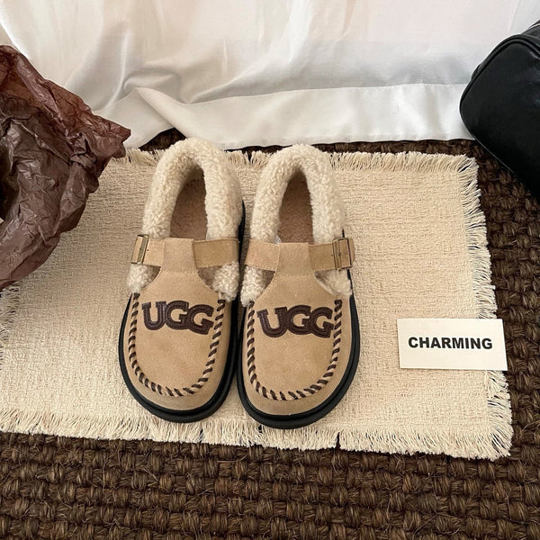 UGG Teddy Loafers Khaki Suede Brown Sheepskin Wool 512892