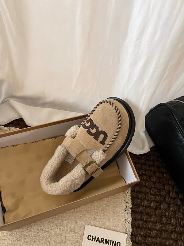 UGG Teddy Loafers Khaki Suede Brown Sheepskin Wool 512892