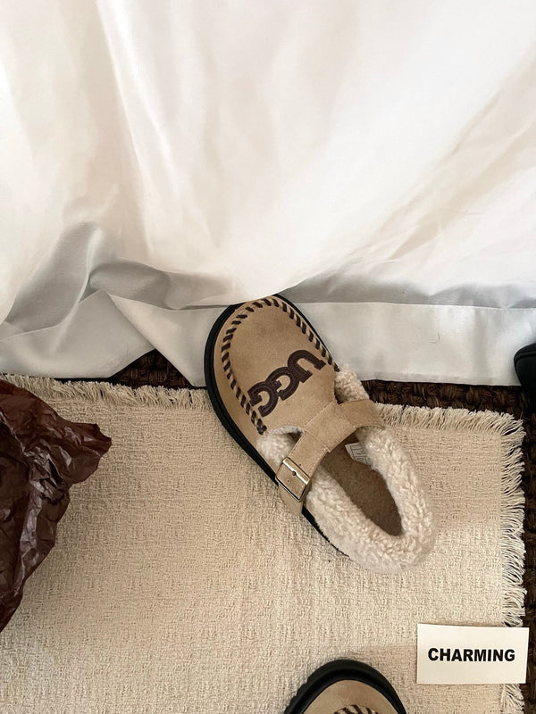 UGG Teddy Loafers Khaki Suede Brown Sheepskin Wool 512892