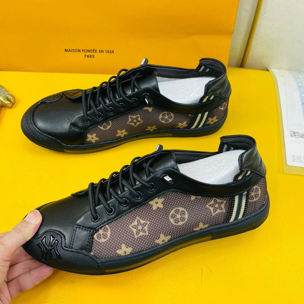 LV SNEAKER BROWN MONOGRAM JACQUARD AND BLACK CALFSKIN