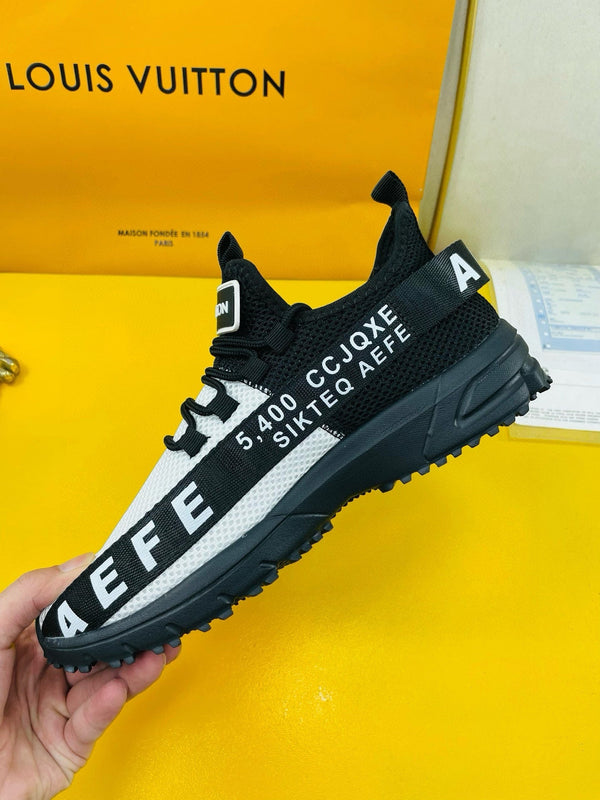 LV SNEAKER IN BLACK MIX WHITE BREATHABLE MESH FABRIC