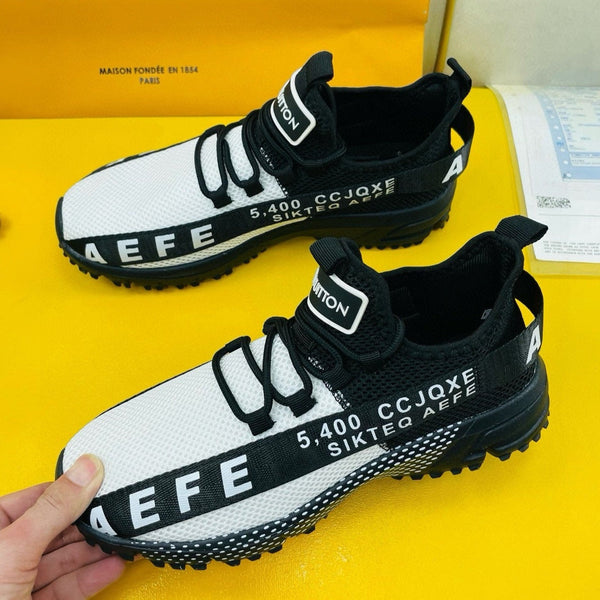 LV SNEAKER IN BLACK MIX WHITE BREATHABLE MESH FABRIC
