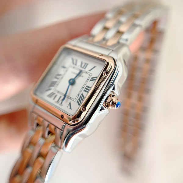 Panthere 22mm Pink Gold Silver Double Chain 44cm