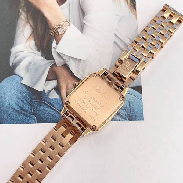 Panthere 22mm Oro Rosa Con Diamanti Doppia Catena 44cm 