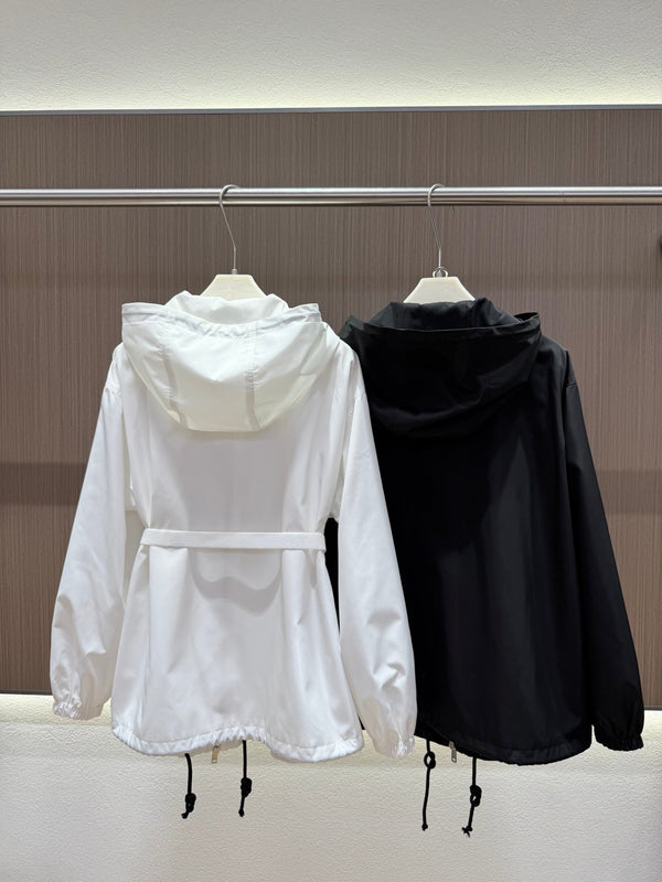 Prada 25 Elastic Waist Jacket Black and White Polyester