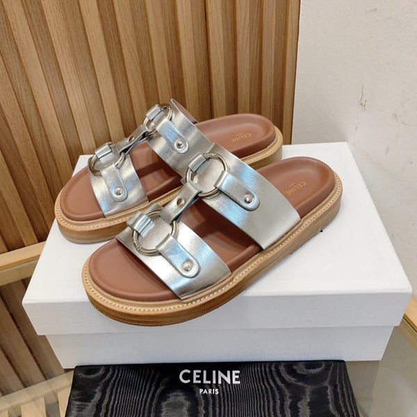 DAD SANDALS SILVER BROWN CALFSKIN