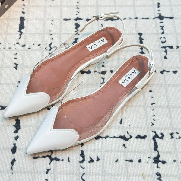 Alaia Heart Flat Slingbacks in pelle di pecora bianca 800937