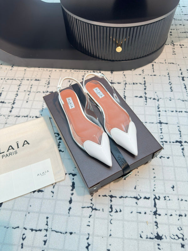 Alaia Heart Flat Slingbacks in pelle di pecora bianca 800937