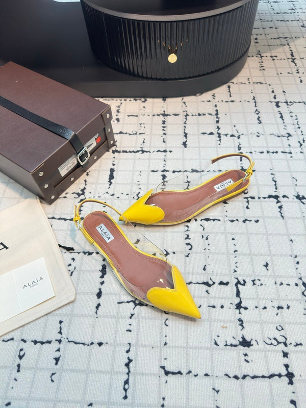 Alaia Heart Flat Slingbacks Yellow Sheepskin 800939