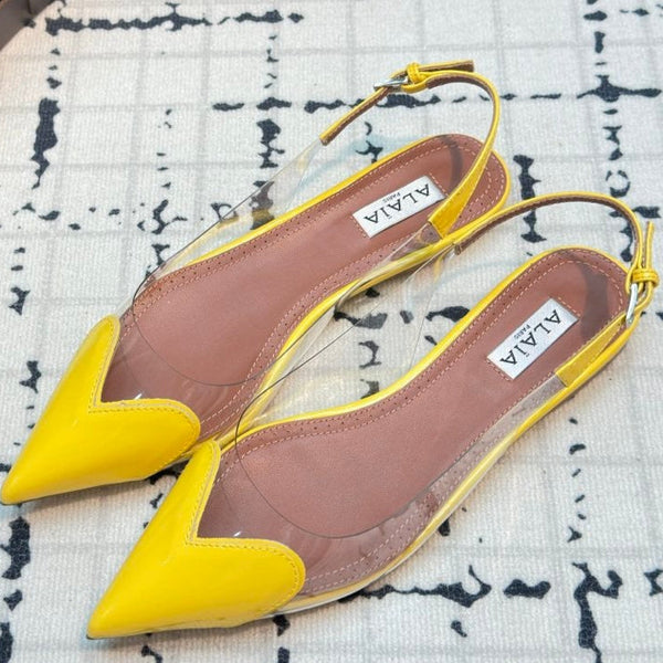 Alaia Heart Flat Slingbacks Yellow Sheepskin 800939