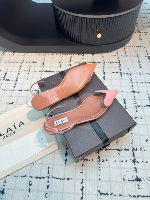 Alaia Heart Flat Slingbacks in pelle di pecora rosa 800940
