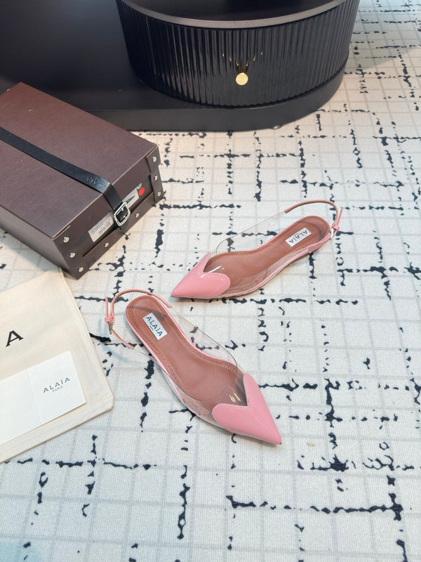 Alaia Heart Flat Slingbacks in pelle di pecora rosa 800940