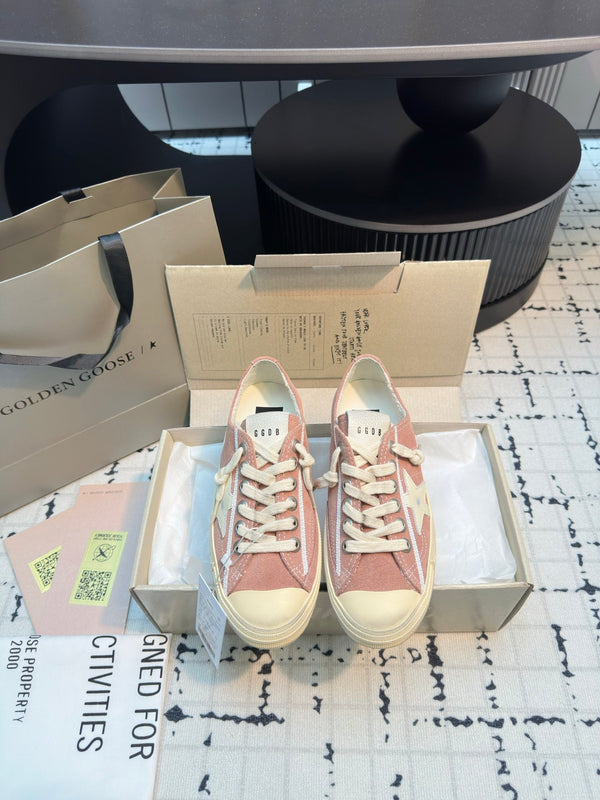 THICK-SOLED V-STAR IN PINK SUEDE WITH CREAM CALFSKIN STAR