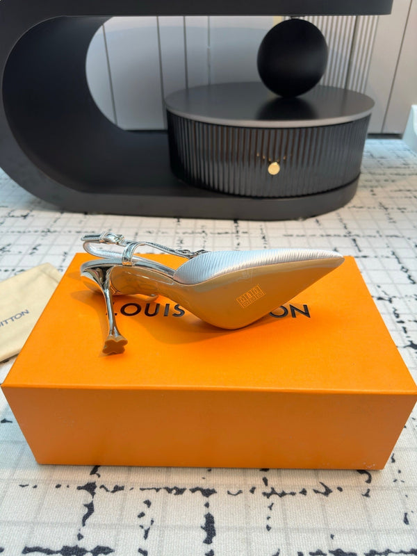 LV Blossom Slingback Pump 95mm White Lambskin