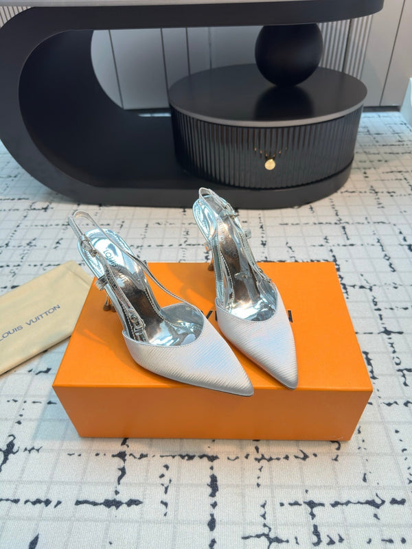 LV Blossom Slingback Pump 95mm White Lambskin