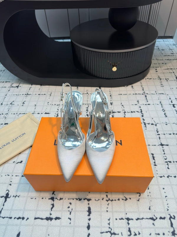 LV Blossom Slingback Pump 95mm White Lambskin