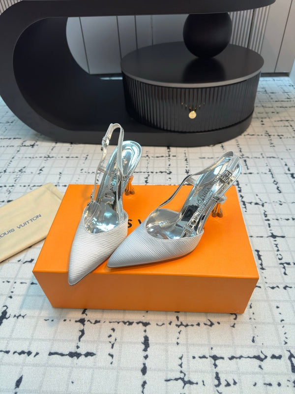 LV Blossom Slingback Pump 95mm White Lambskin