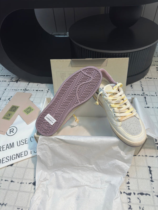 BALL STAR SNEAKERS WHITE CALFSKIN WITH HURRICANE PURPLE STAR