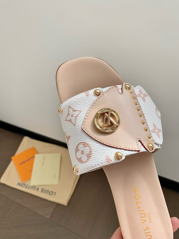 LV Flat Mule LV Frame Beige Pelle 218901