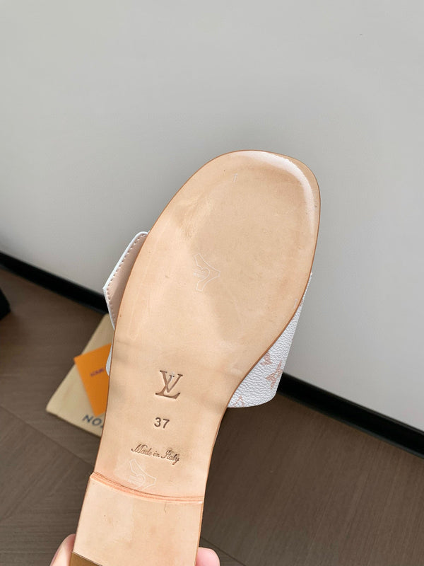 LV Flat Mule LV Frame Beige Pelle 218901