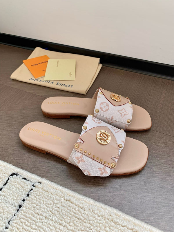 LV Flat Mule LV Frame Beige Pelle 218901