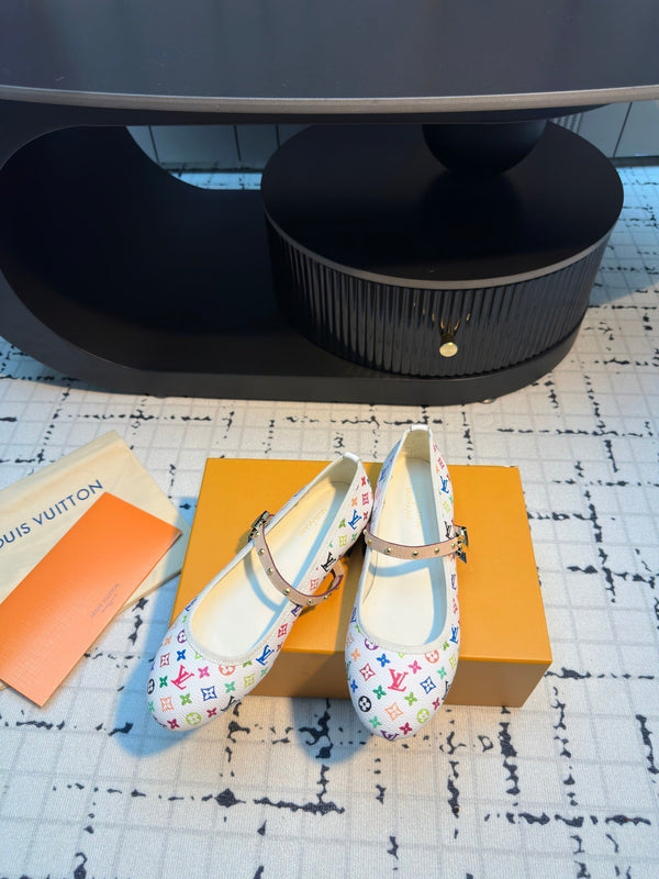 LV Ballerine Romy LV x TM White with Monogram Multicolore Leather 218913