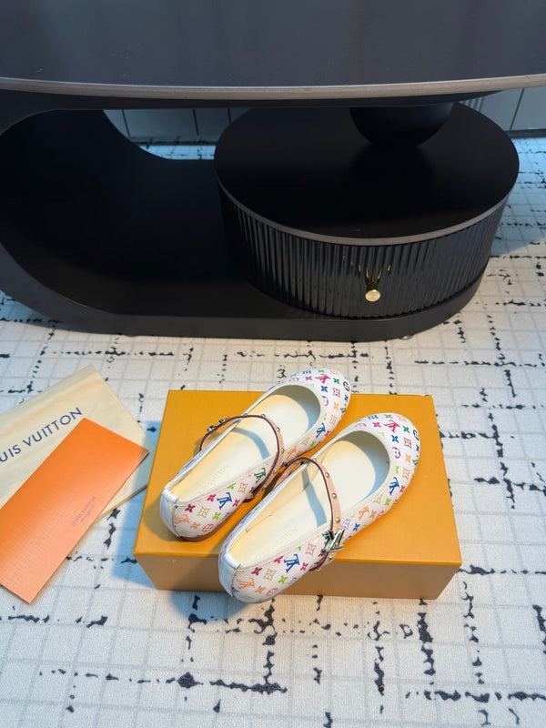 LV Ballerine Romy LV x TM White with Monogram Multicolore Leather 218913