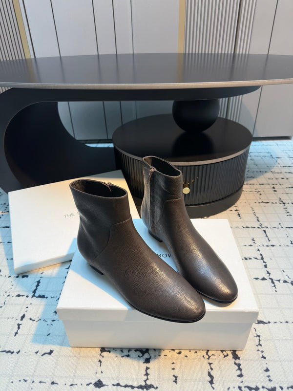 The Row Zipped Ankle Boots 50mm Burnt Earth Calfskin 429314