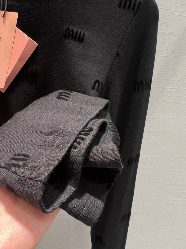 Miu Miu Long Sleeve T-shirt Black Cotton
