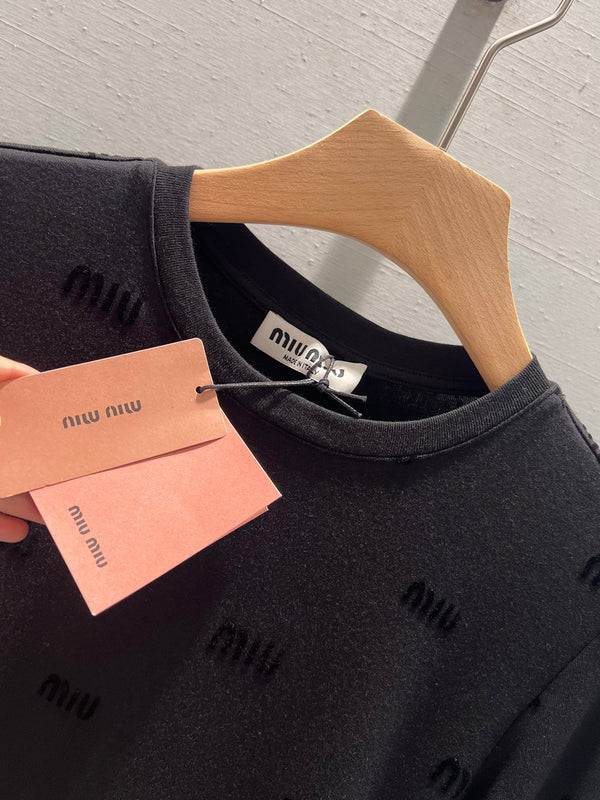 Miu Miu Long Sleeve T-shirt Black Cotton