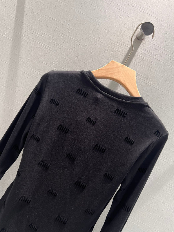 Miu Miu Long Sleeve T-shirt Black Cotton