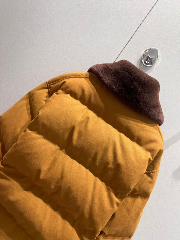 Miu Miu Collar Down jacket Camel Brown Polyester Fiber