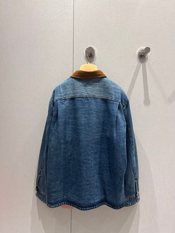 Miu Miu Denim Jacket Blue Brown Cotton 206450