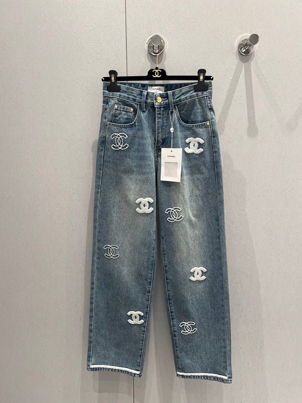 CC Logo Pant Blue Denim Fabric