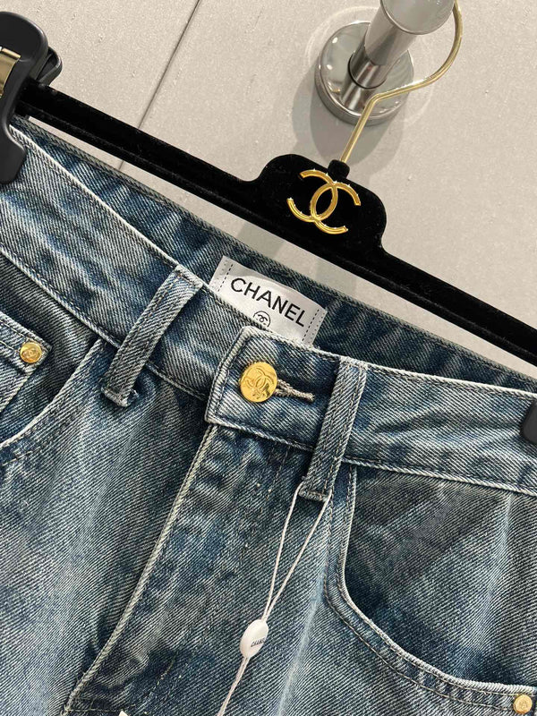 CC Logo Pant Blue Denim Fabric