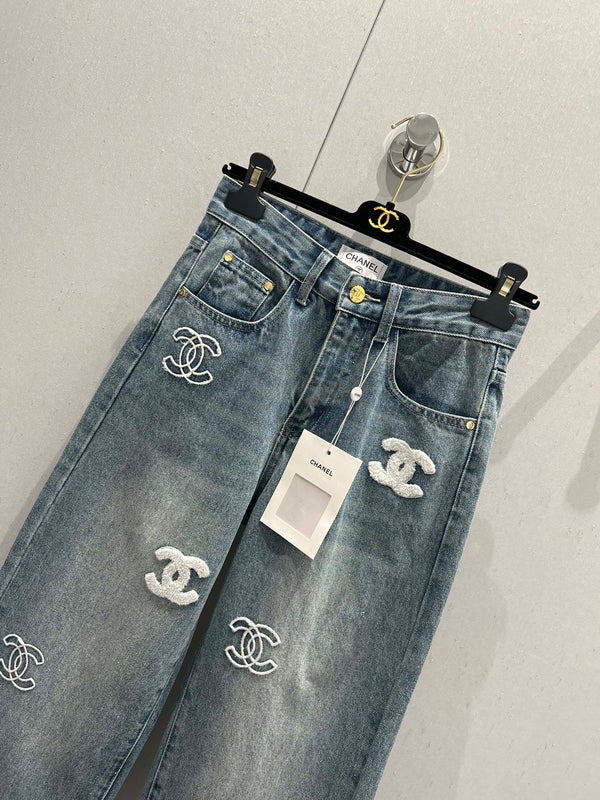 CC Logo Pant Blue Denim Fabric