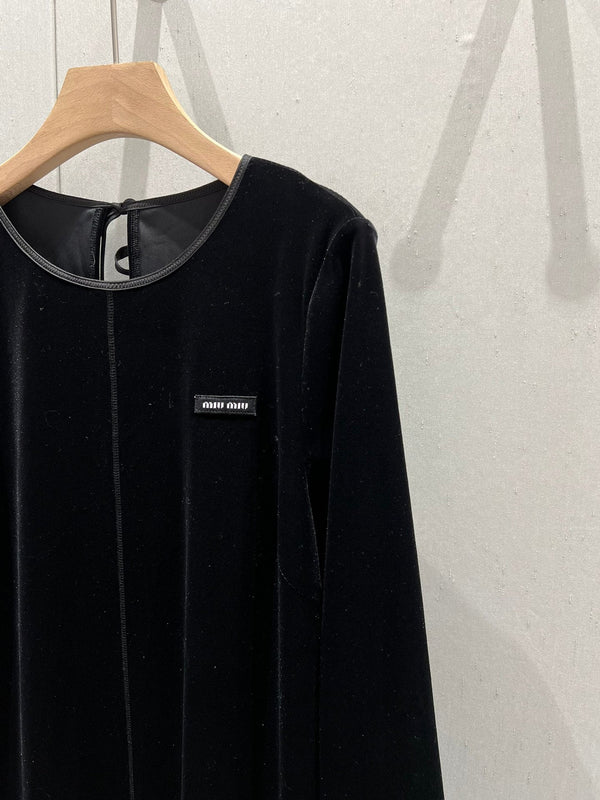 Miu Miu 25 Velvet Dress Black Polyester Fiber