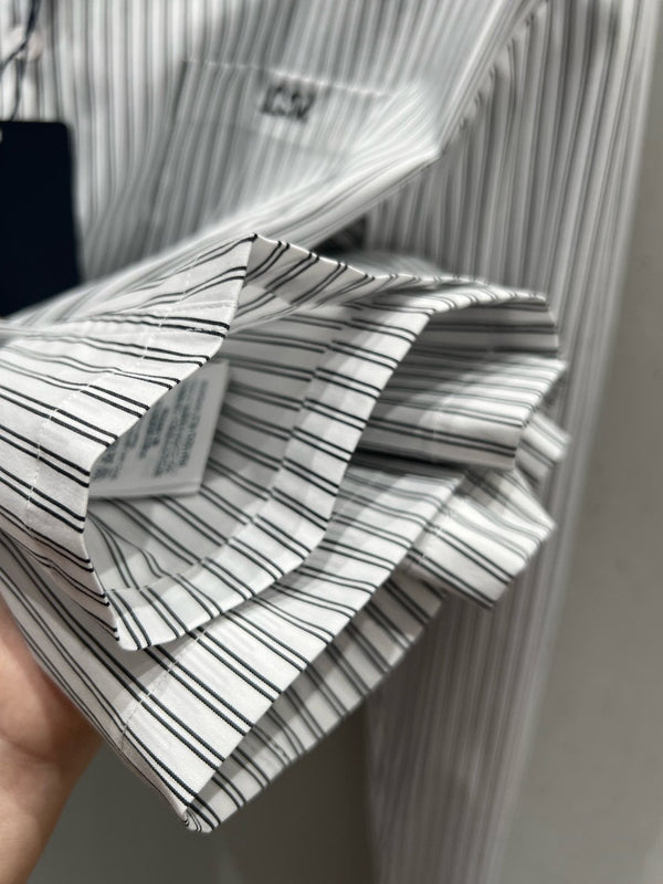 LV 25 Striped Short Long-Sleeved Shirt Black White 209245