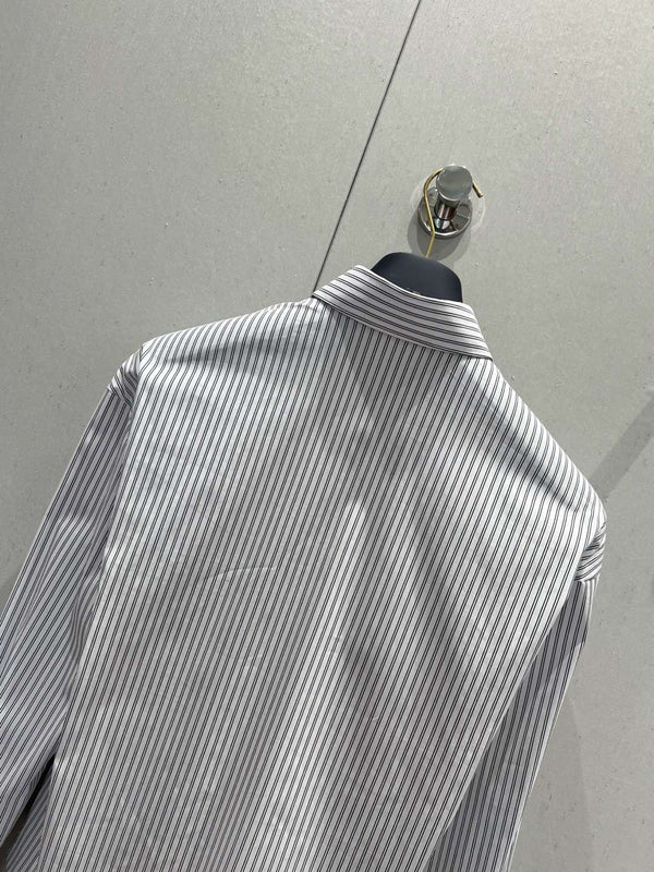 LV 25 Striped Short Long-Sleeved Shirt Black White 209245