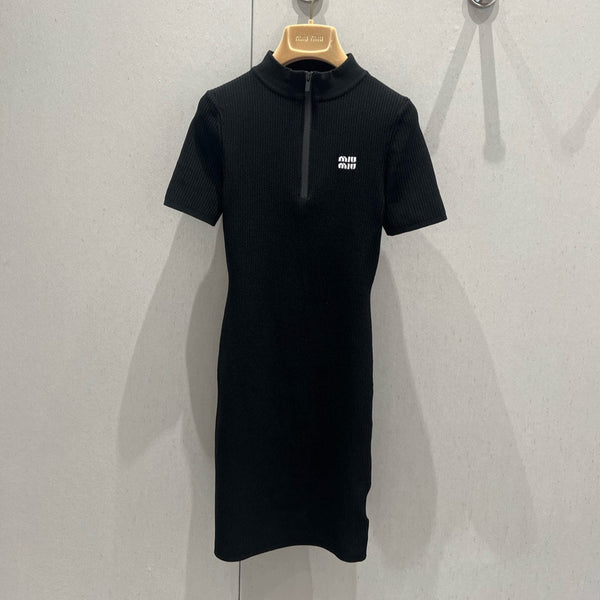 Miu Miu 25 Knitted Dress Black Poliamide
