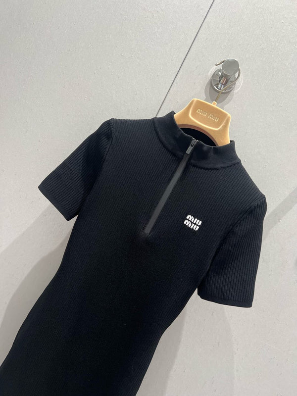 Miu Miu 25 Knitted Dress Black Poliamide