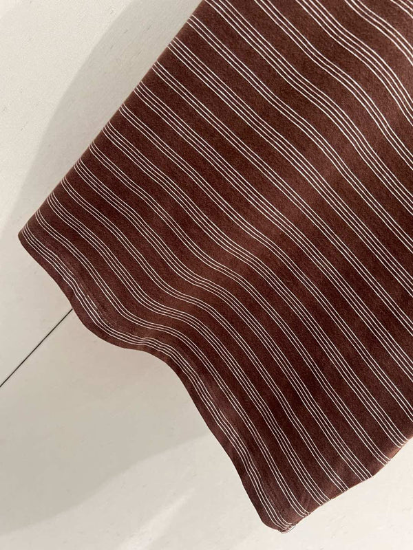 Miu Miu 25 Striped Round Neck Short-sleeved T-shirt Brown Cotton