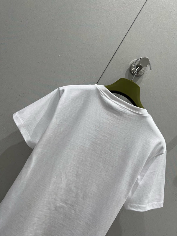 Gucci 2025 Print Short Sleeve T-shirt White Green Red Cotton