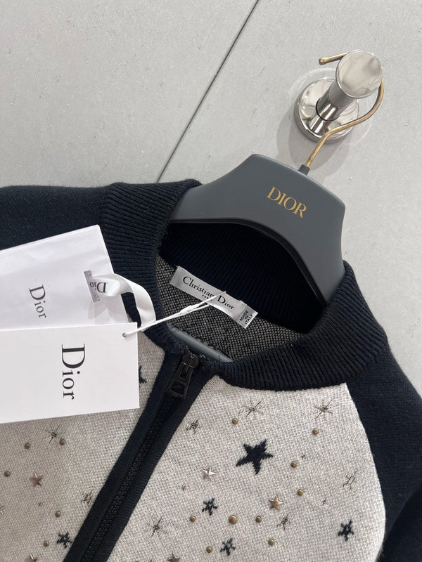 CD 25 Cardigan girocollo nero bianco cashmere 210860