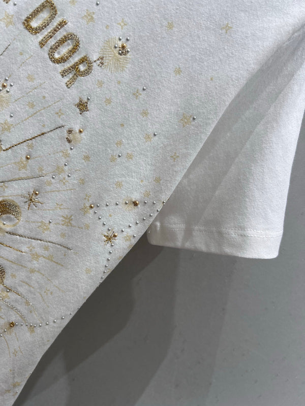 CD 25 T-shirt cotone bianco oro 211144