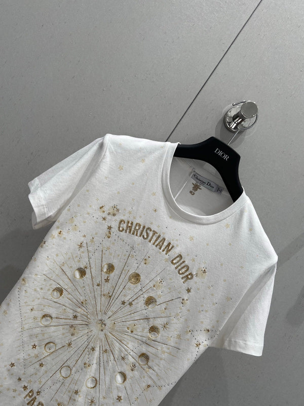 CD 25 T-shirt cotone bianco oro 211144