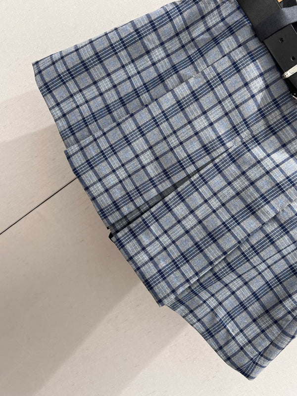 Miu Miu 25 Plaid Pleated Skirt Blue Polyester 211200